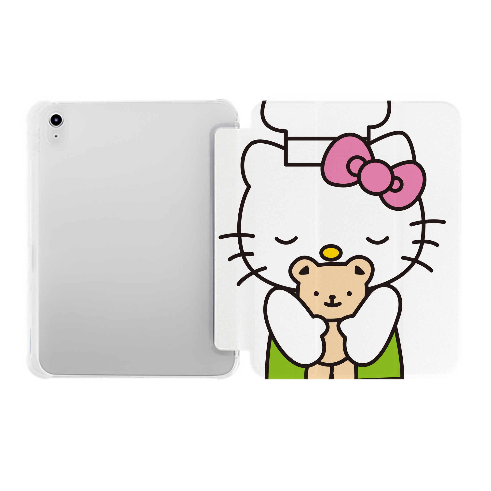 （画像用） Hello Kitty ハローキティ IPad ケース ペン収納付き 三つ折りスタンド PUレザー×シリコン 対応機種9.5/10.5/10.9インチ